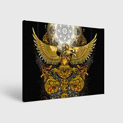 Холст прямоугольный Золотой орёл - славянский орнамент, цвет: 3D-принт