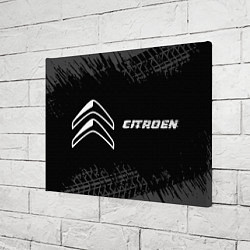 Холст прямоугольный Citroen speed на темном фоне со следами шин: надпи, цвет: 3D-принт — фото 2