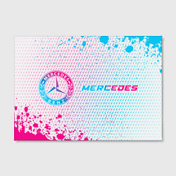 Холст прямоугольный Mercedes neon gradient style: надпись и символ, цвет: 3D-принт — фото 2