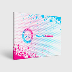Картина прямоугольная Mercedes neon gradient style: надпись и символ