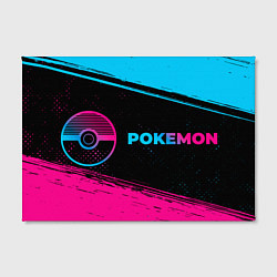 Холст прямоугольный Pokemon - neon gradient: надпись и символ, цвет: 3D-принт — фото 2