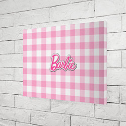 Холст прямоугольный Барби лого розовая клетка, цвет: 3D-принт — фото 2