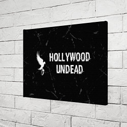 Холст прямоугольный Hollywood Undead glitch на темном фоне: надпись и, цвет: 3D-принт — фото 2