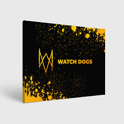 Холст прямоугольный Watch Dogs - gold gradient: надпись и символ, цвет: 3D-принт