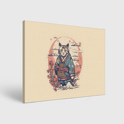 Картина прямоугольная Кот-самурай