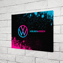 Холст прямоугольный Volkswagen - neon gradient: надпись и символ, цвет: 3D-принт — фото 2