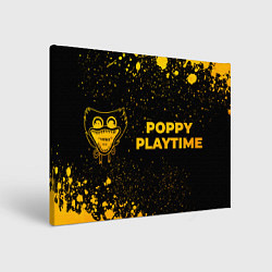Холст прямоугольный Poppy Playtime - gold gradient: надпись и символ, цвет: 3D-принт