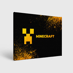 Картина прямоугольная Minecraft - gold gradient: надпись и символ