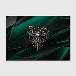 Холст прямоугольный Baldurs Gate 3 logo green geometry, цвет: 3D-принт — фото 2