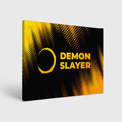 Холст прямоугольный Demon Slayer - gold gradient: надпись и символ, цвет: 3D-принт