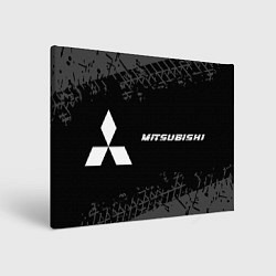 Картина прямоугольная Mitsubishi speed на темном фоне со следами шин: на