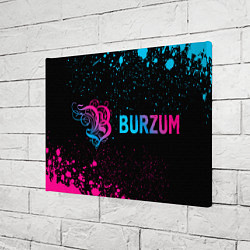 Холст прямоугольный Burzum - neon gradient: надпись и символ, цвет: 3D-принт — фото 2