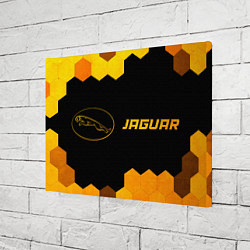 Холст прямоугольный Jaguar - gold gradient: надпись и символ, цвет: 3D-принт — фото 2