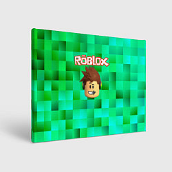 Холст прямоугольный Roblox head на пиксельном фоне, цвет: 3D-принт