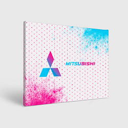 Картина прямоугольная Mitsubishi neon gradient style: надпись и символ