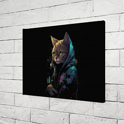 Холст прямоугольный Кот в стиле киберпанк, цвет: 3D-принт — фото 2