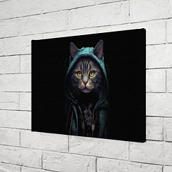 Холст прямоугольный Кот в капюшоне стиль киберпанк, цвет: 3D-принт — фото 2