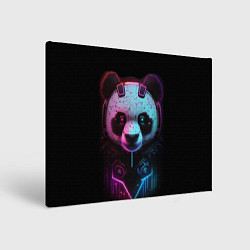 Холст прямоугольный Панда в стиле киберпанк, цвет: 3D-принт