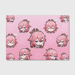 Холст прямоугольный Chibi Yae Miko Genshin Impact, цвет: 3D-принт — фото 2