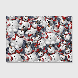 Холст прямоугольный Зимний паттерн со снеговиками, цвет: 3D-принт — фото 2