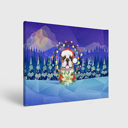 Холст прямоугольный Новогодний пёс, цвет: 3D-принт