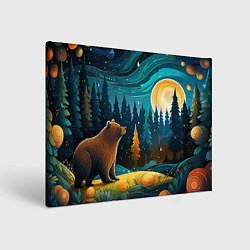 Холст прямоугольный Хозяин тайги: медведь в лесу, цвет: 3D-принт