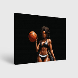 Картина прямоугольная Девушка с баскетбольным мячом