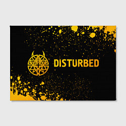 Холст прямоугольный Disturbed - gold gradient: надпись и символ, цвет: 3D-принт — фото 2