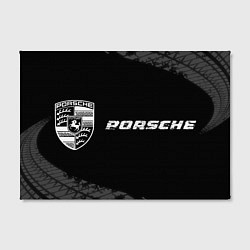 Холст прямоугольный Porsche speed на темном фоне со следами шин по-гор, цвет: 3D-принт — фото 2