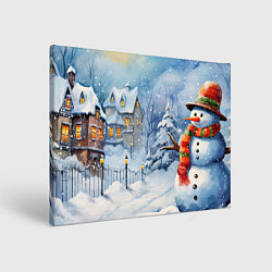 Картина прямоугольная Новогодний снеговик с шарфом