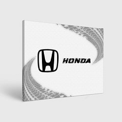 Холст прямоугольный Honda speed на светлом фоне со следами шин по-гори, цвет: 3D-принт