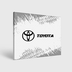 Холст прямоугольный Toyota speed на светлом фоне со следами шин по-гор, цвет: 3D-принт
