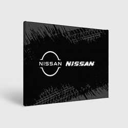 Картина прямоугольная Nissan speed на темном фоне со следами шин по-гори