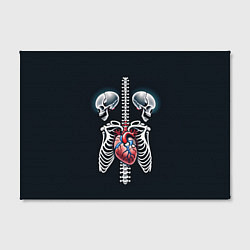 Холст прямоугольный Два сросшихся скелета и сердце, цвет: 3D-принт — фото 2