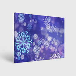 Холст прямоугольный Крупные снежинки на фиолетовом, цвет: 3D-принт