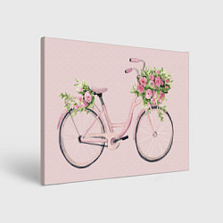 Холст прямоугольный Розовый велосипед с цветами, цвет: 3D-принт
