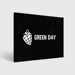 Холст прямоугольный Green Day glitch на темном фоне по-горизонтали, цвет: 3D-принт