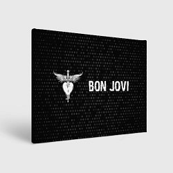 Холст прямоугольный Bon Jovi glitch на темном фоне по-горизонтали, цвет: 3D-принт