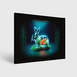 Холст прямоугольный Прозрачный стеклянный кролик с овощами, цвет: 3D-принт