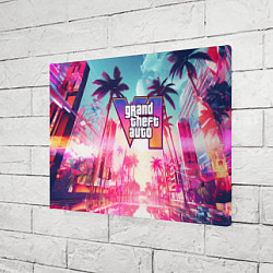 Холст прямоугольный Gta 6 logo vice city style, цвет: 3D-принт — фото 2