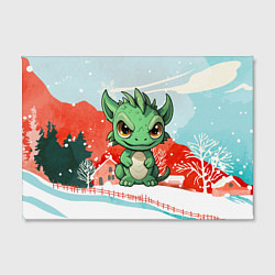 Холст прямоугольный Зеленый маленький дракон, цвет: 3D-принт — фото 2