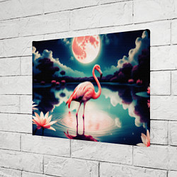 Холст прямоугольный Розовый фламинго на фоне луны, цвет: 3D-принт — фото 2