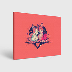 Холст прямоугольный Влюбленные коты в виде сердца, цвет: 3D-принт