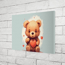 Холст прямоугольный Медвежонок с сердечком 14 февраля, цвет: 3D-принт — фото 2