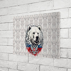 Холст прямоугольный Белый медведь и белый герб России, цвет: 3D-принт — фото 2