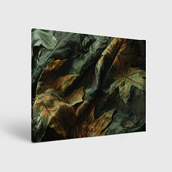Холст прямоугольный Реалистичный охотничий камуфляж из ткани и листьев, цвет: 3D-принт