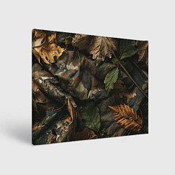 Картина прямоугольная Реалистичный охотничий камуфляж из ткани и листьев