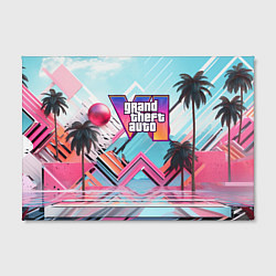 Холст прямоугольный Gta 6 логотип в стиле vice city, цвет: 3D-принт — фото 2