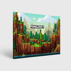 Картина прямоугольная Minecraft logo квадратный мир