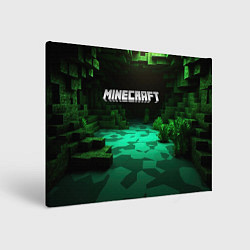 Холст прямоугольный Minecraft logo зеленый яркий мир, цвет: 3D-принт